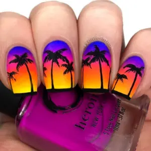 Маникюр фиолетовый пальмы